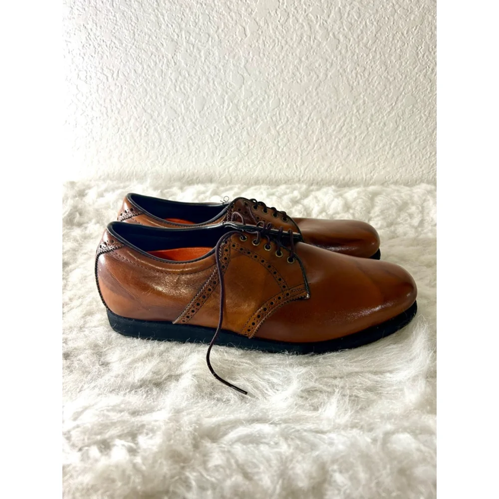 Vintage Etonic Professional Golf Shoes Leather Brown Oxford Men Size 10.5